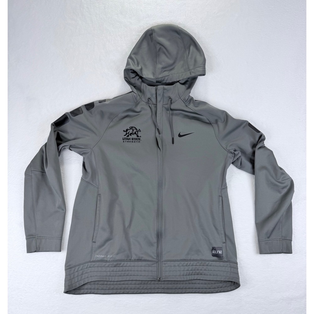 Nike Elite Therma-Fit Utah State Strength Full Zip Hoodie Mens XL Grey NCAA - Picture 1 of 11